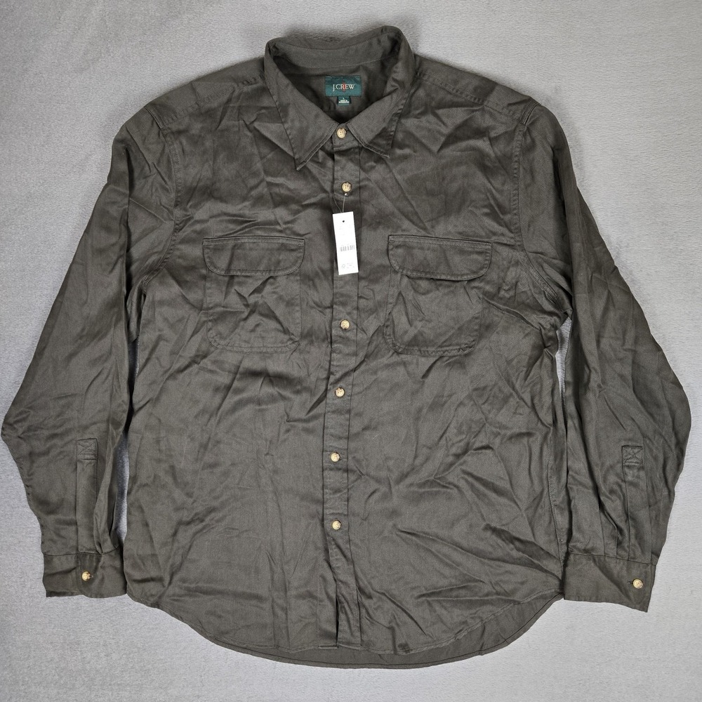 J. CREW Two-pocket Workshirt in TENCEL™ lyocell Mens Large Smoky Onyx Oarsman